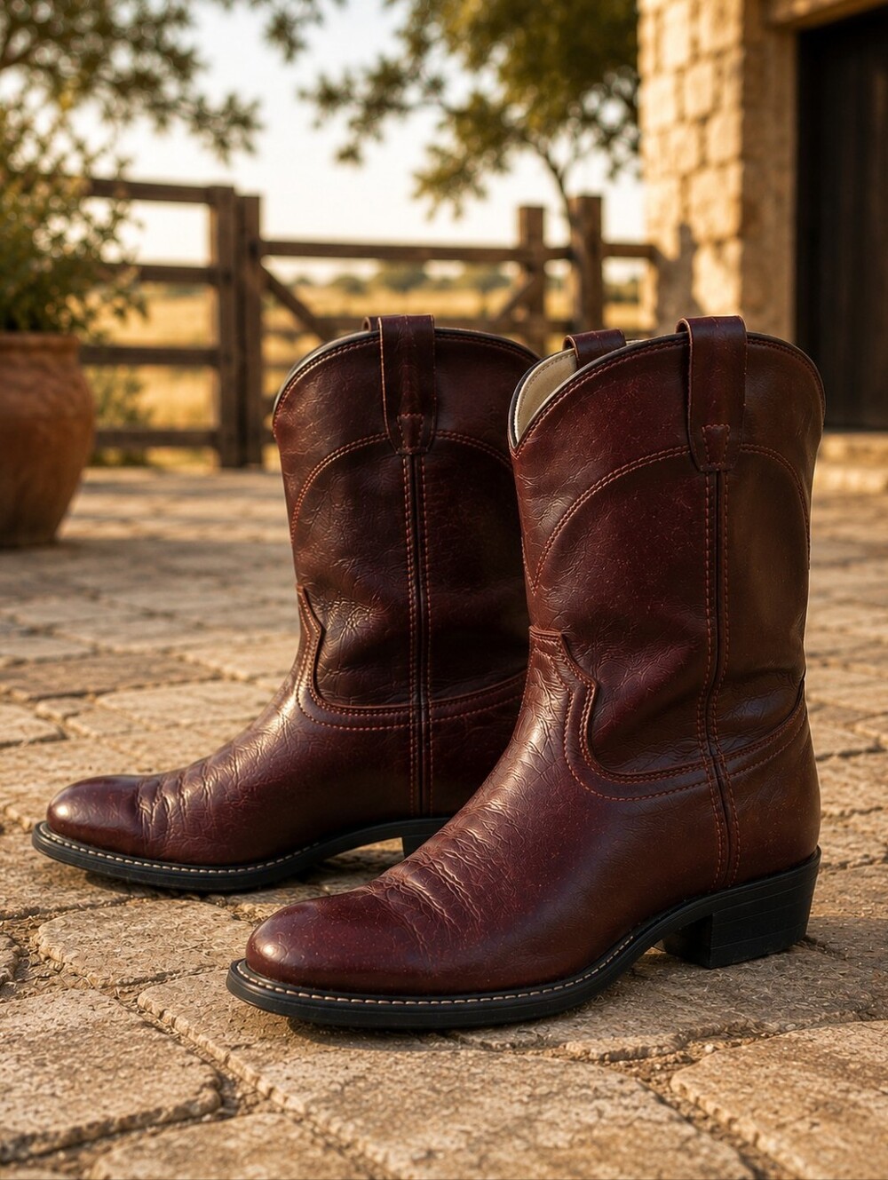 Vintage Laredo 2067 Cordovan Leather Roper Western Boots USA Men's 6 W7.5-8